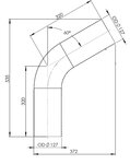 60ø Exhaust Bend, OD=127 / L=320, ALU