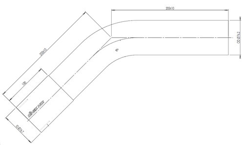 45° Exhaust Bend, OD/ID=76.1/76.7 L=205, SS