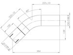 45° Exhaust Bend, OD/ID=88.9/89.4 L=225, SS