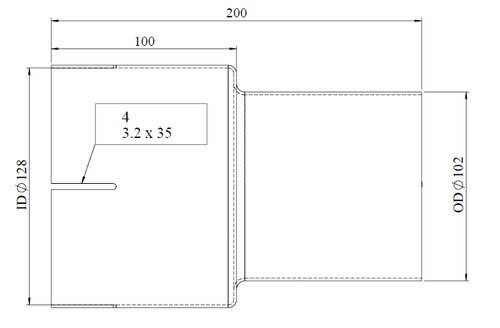 Pipe Adaptor, ID/OD=128/102 L= 200, ALU