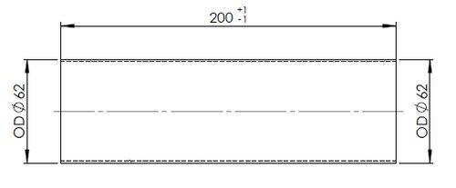 Pipe Connector, OD=62 / L=200, ALU