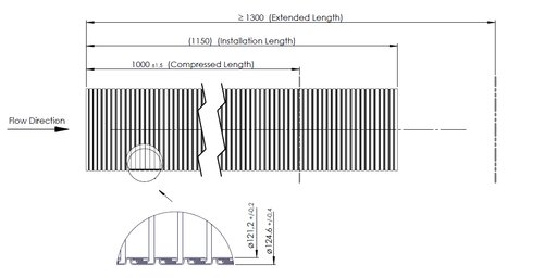 Flex Pipe, D2S+, OD/ID=124.6/121.2 L=1000, SS