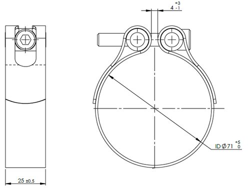 TightFit Clamp, Ø=71-74 mm, ALU