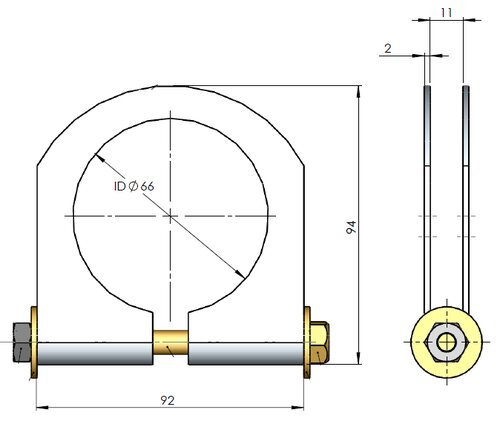 Truck Make Clamp for Iveco, Ø=63-66 mm, ALU