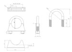 U-Bolt Clamp, Ø=38 / L=65, M8, ZINC