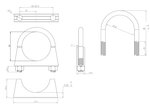 U-Bolt Clamp for LDV, Ø=52 / L=80, M8, ZINC