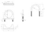 U-Bolt Clamp, Ø=60 / L=100, M8, ZINC