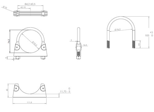 ACCESSOIRE COLLIER-UNIVERSEL-U-COLLIERS dia  76-0 = 65.076.0