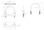 U-Bolt Clamp for DAF, Ø=95.30 / L=135, M8, ZINC