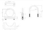 U-Bolt Clamp for DAF, Ø=96/L=145 mm, M10, ZINC