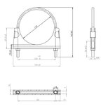 U-Bolt Clamp, Ø=114.3 / L=150, M8, INOX