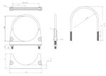 U-Bolt Clamp, Ø=130 / L=177, M8, ZINC