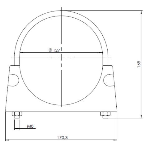 U-Bolt Clamp for Foden, Ø=127 / L=165, M8, ZINC