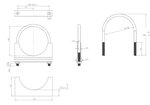 U-Bolt Clamp for DAF, Ø=130/L=185 mm, M10, ZINC