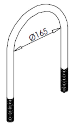 U-Bolt Clamp, Ø=165/L=220 mm, M10, ZINC