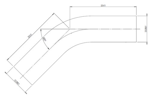 TUBE UNIVERSEL- COUDE 45'/dia 88-9 (OD/OD)