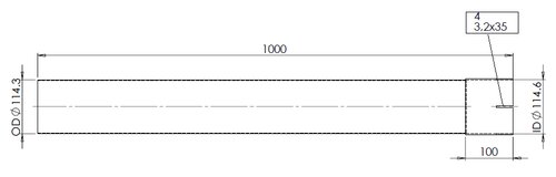 Extension Pipe, OD/ID=114.3/114.8 / L=1000, ALU