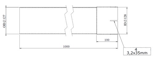 Extension Pipe, OD/ID=127/128 / L=1000, ALU