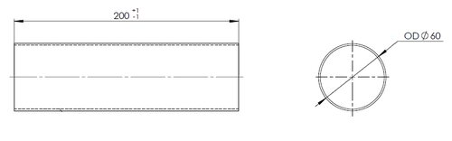 Pipe Connector, OD=60 / L=200, ALU