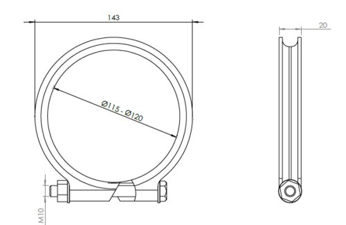 ACCESSOIRE COLLIER-RENAULT-UNIVERSEL-VOLVO-dia 115-120 mm COLLIERS  RSTF