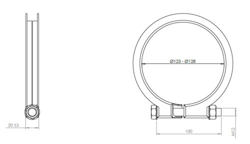 Truck Make Clamp for Mercedes, Ø=123-128 mm, ALU