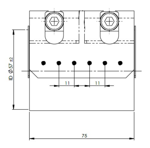 ButtFit Flat Clamp, Ø=57 / L=75 mm, ALU