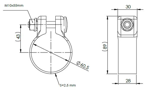 Heavy Duty Clamp for VW, Ø =57.5-60.5 mm, ALU