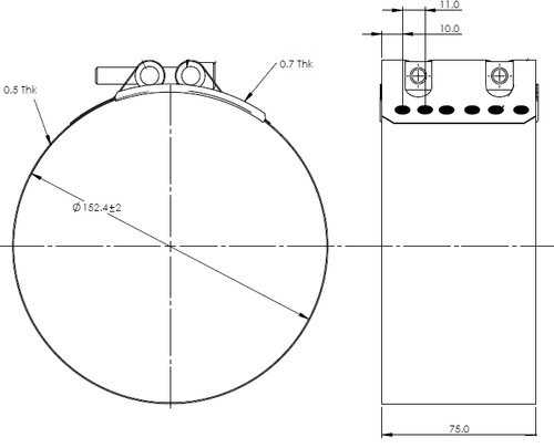 ButtFit Flat Clamp, Ø=152.4 / L=75 mm, INOX