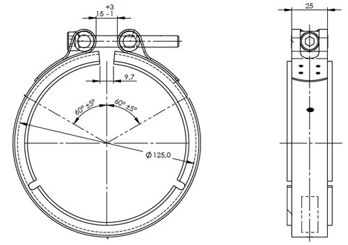 V-Clamp Single Bolt, Ø=101.6 / L=25 mm, INOX