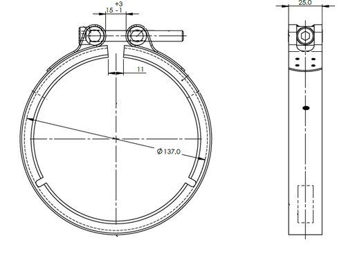 V-Clamp Single Bolt, Ø=114.3 / L=25 mm, INOX