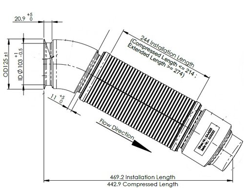 Exhaust Pipe, w. flex D3S for Mercedes