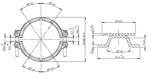 V-Clamp, Double Bolt, Ø=101.6 / L=25 mm, INOX