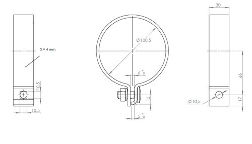 DIN Clamp for Mercedes, Ø=100.5 / L=30 mm, ALU