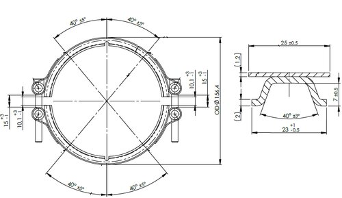 V-Clamp, Double Bolt, Ø=127 / L=25 mm, INOX