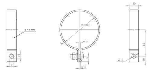 DIN Clamp for Mercedes, Ø=120.5 / L=30 mm, ALU