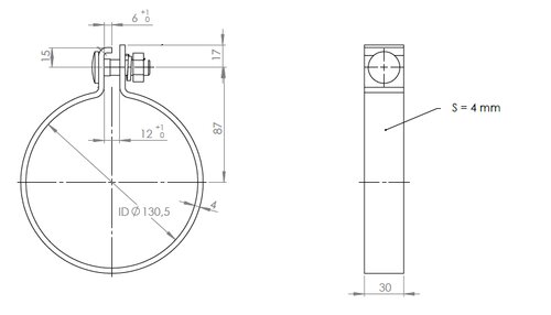 DIN Clamp for Mercedes, Ø=130.5 / L=30 mm, ALU