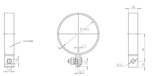 DIN Clamp for Mercedes, Ø=124.5 / L=30 mm, ALU