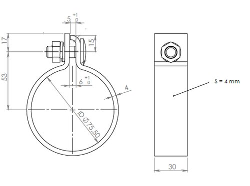 DIN Clamp for Mercedes, Ø=75.5 / L=30 mm, ALU