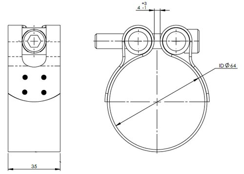 PipeFit Clamp, Ø=63.5 / L=35 mm, INOX