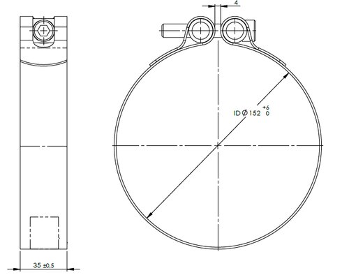 PipeFit Clamp, Ø=152.4 / L=35 mm, INOX