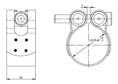 PipeFit Clamp, Ø=47.6 / L=35 mm, INOX