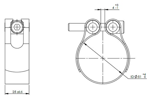 TightFit Clamp for Nissan, Ø=51-54 mm, INOX