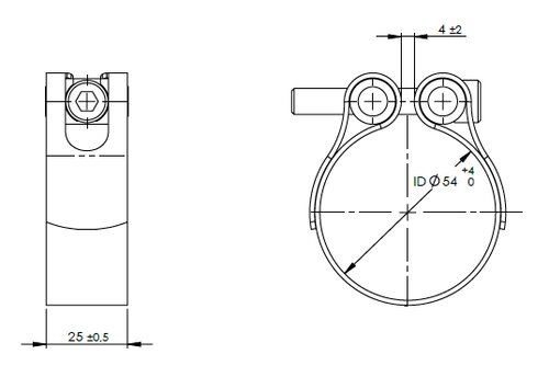 TightFit Clamp, Ø=54-57 mm, ALU