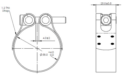 TightFit Clamp, Ø=54-57 mm, INOX