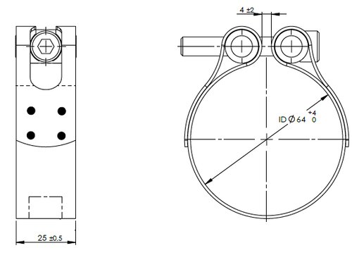 TightFit Clamp, Ø=60-63 mm, INOX