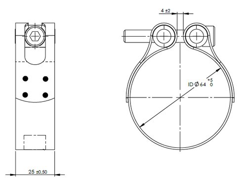 TightFit Clamp, Ø=64-67 mm, INOX