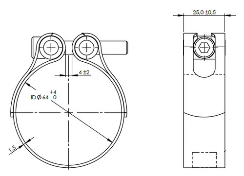 TightFit Clamp, Ø=64-67 mm, ALU