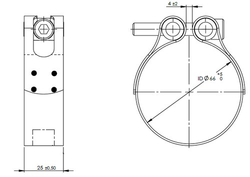 TightFit Clamp, Ø=66-69 mm, INOX