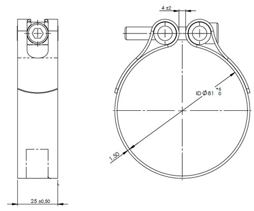 TightFit Clamp, Ø=81-84 mm, ALU