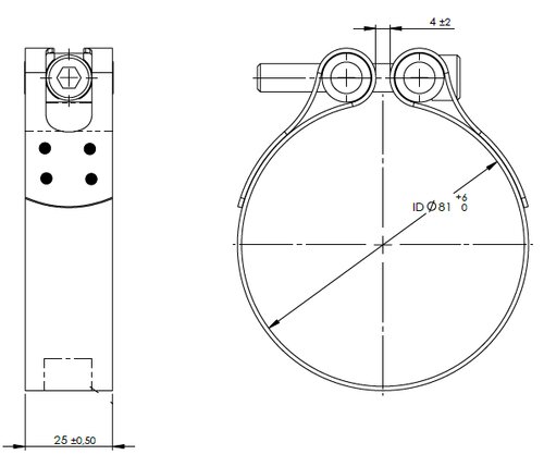 TightFit Clamp for Iveco, Ø=81-84 mm, INOX